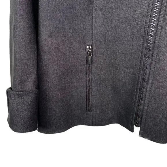 CALVIN KLEIN WOMEN'S BLACK METALLIC ZIP FRONT STRETCH JACKET 12P-EUC - Picture 4 of 5